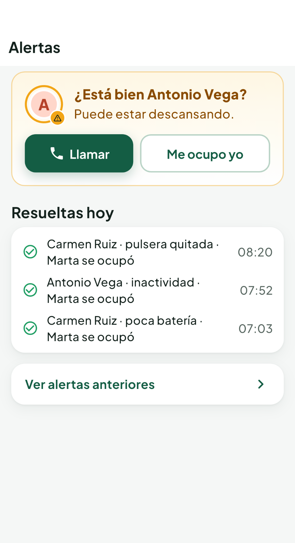 App mostrando alerta