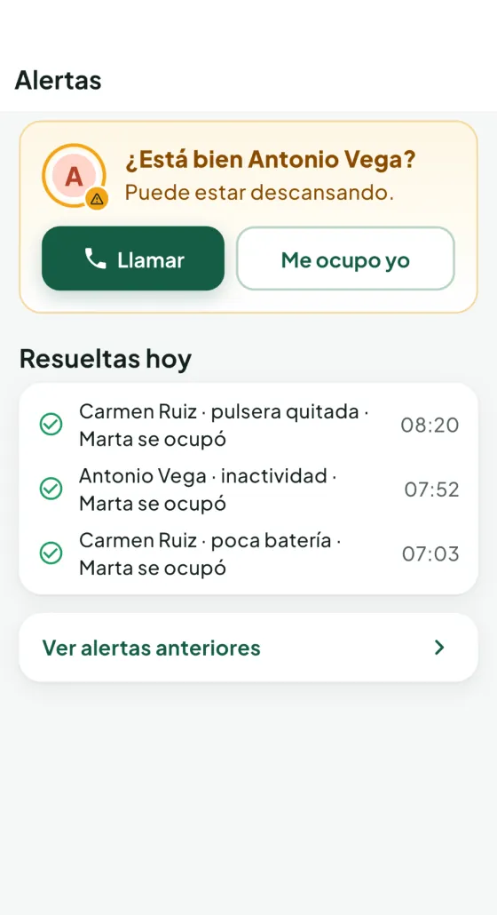 App mostrando alerta